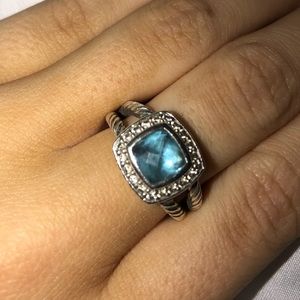 David Yurman Petite Albion ring with blue topaz